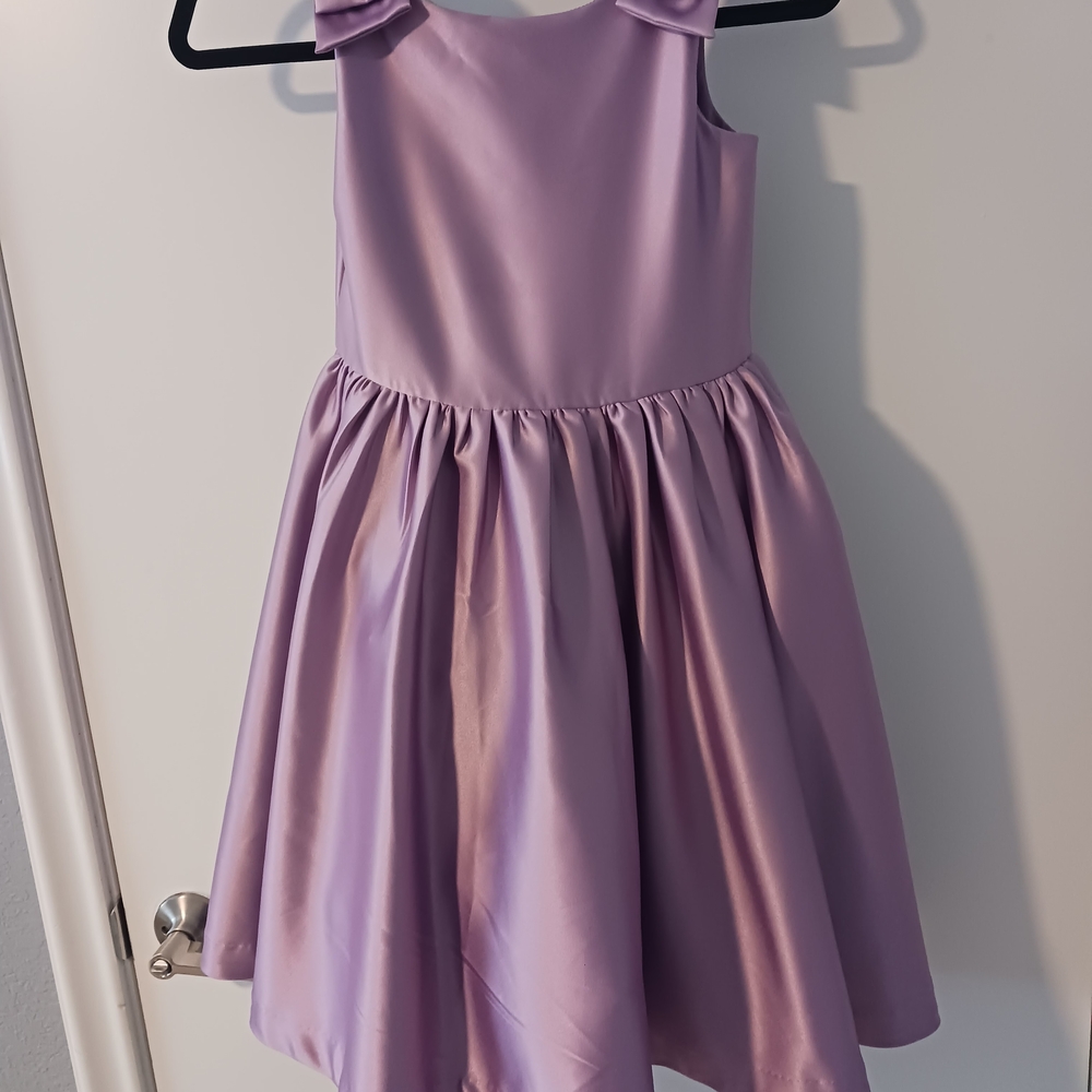 Janie and Jack Lavender Satin Bow-Shoulder Party Dress
